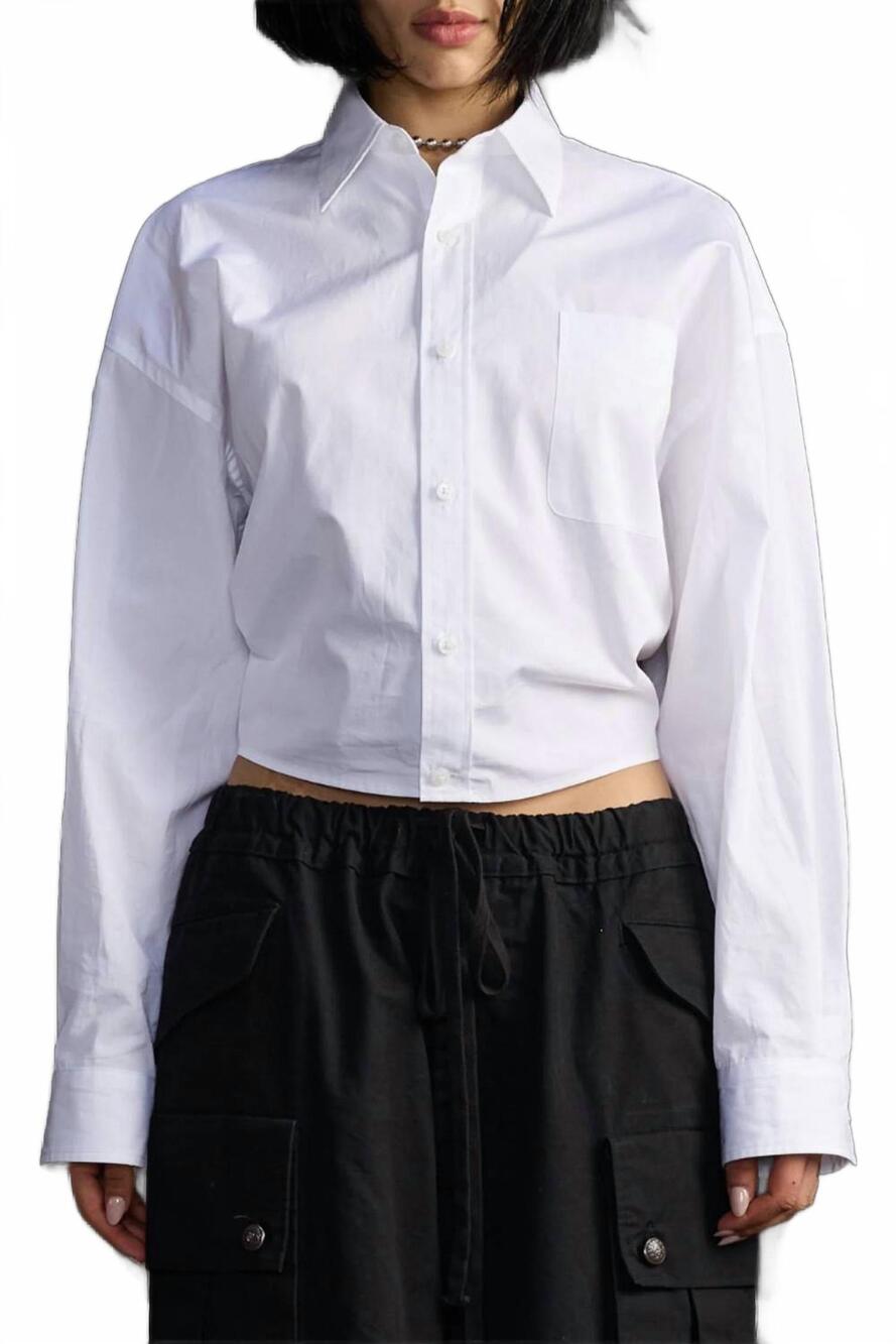 NEW R13 split hem boyfriend shirt in white
